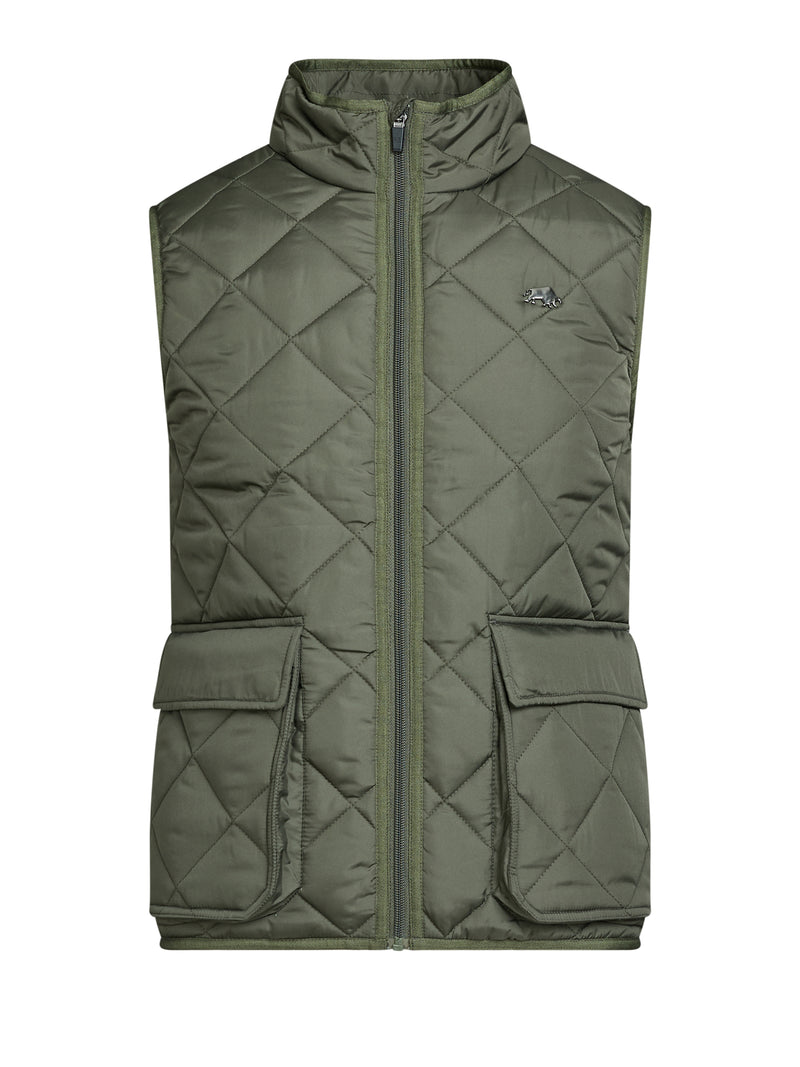 Patch Pocket Quilted Gilet - Khaki