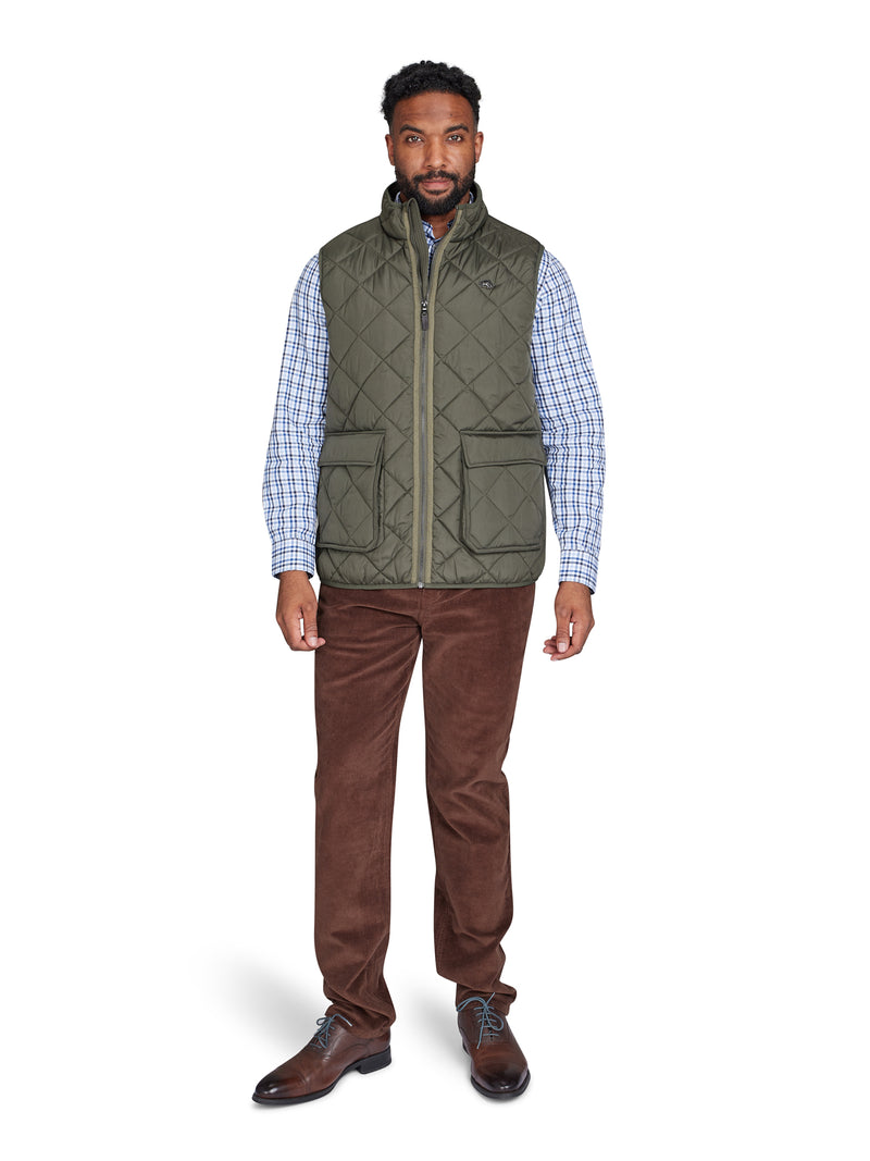 Patch Pocket Quilted Gilet - Khaki