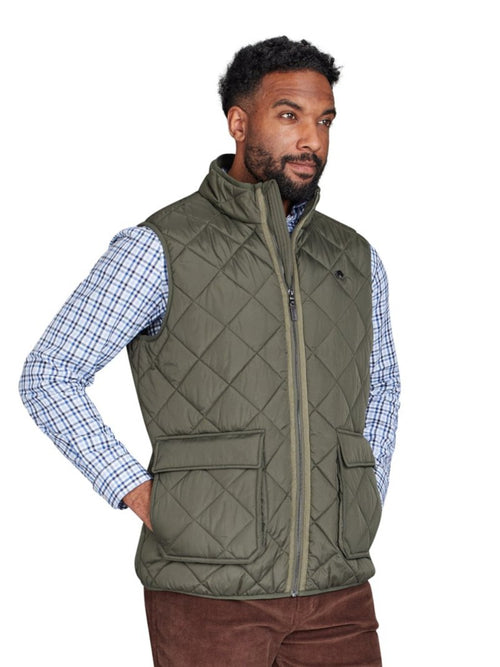 Patch Pocket Quilted Gilet - Khaki