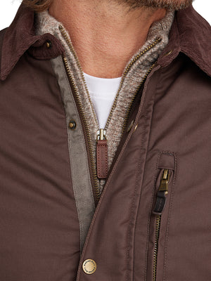 Wax Effect Cord Collar Jacket - Brown