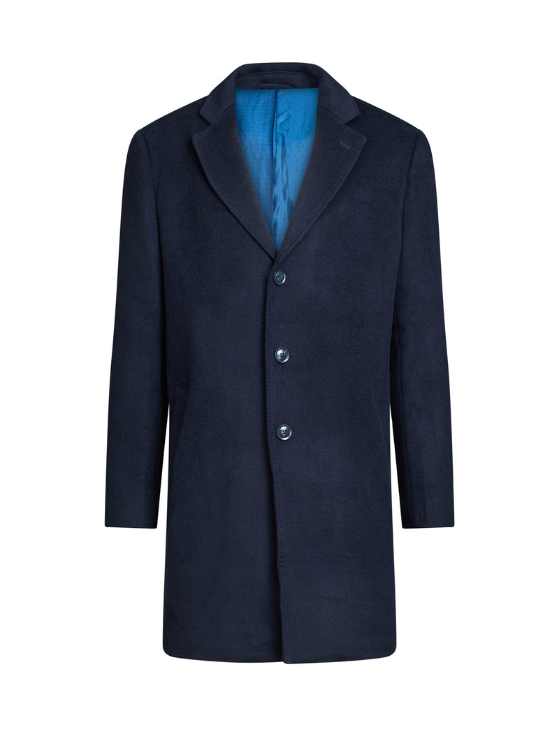 Wool Blend Coat - Navy