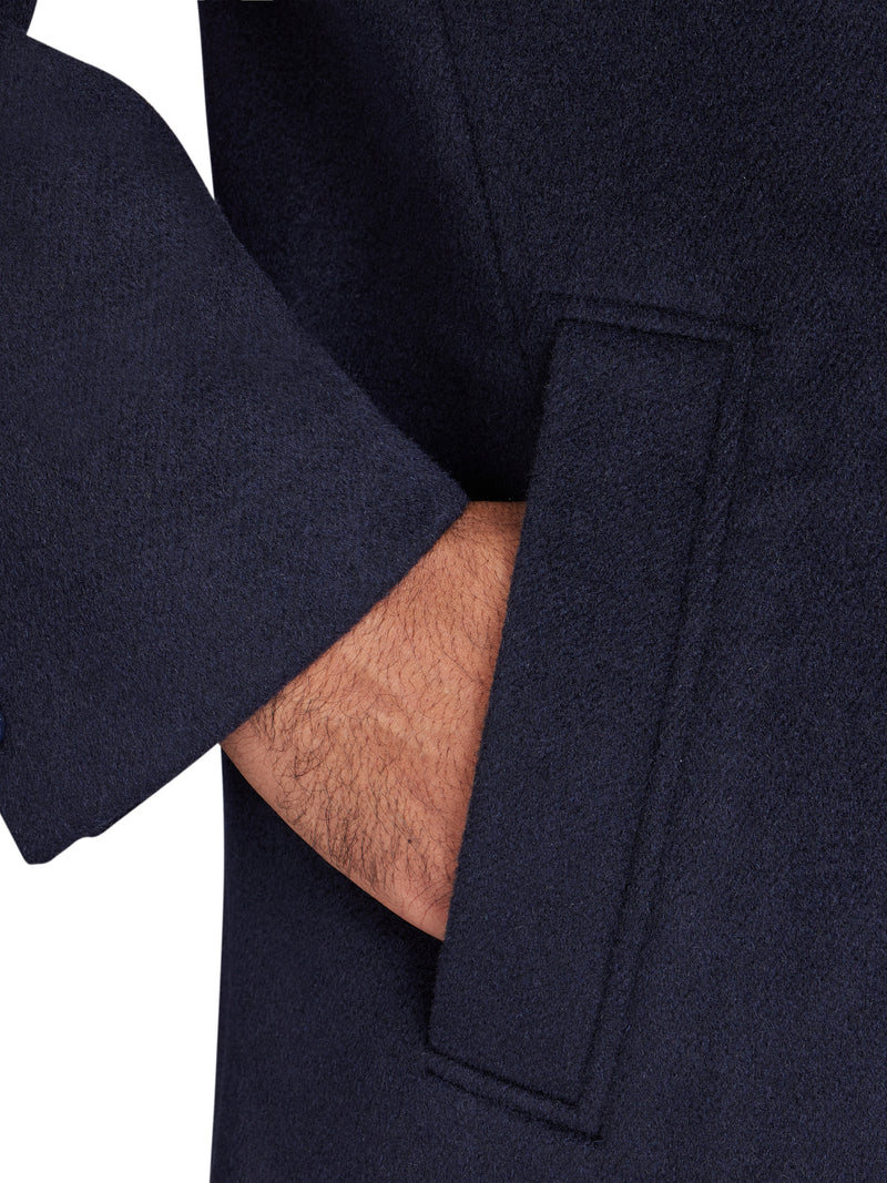 Wool Blend Coat - Navy