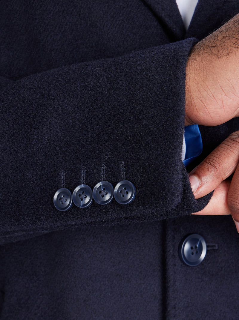 Wool Blend Coat - Navy