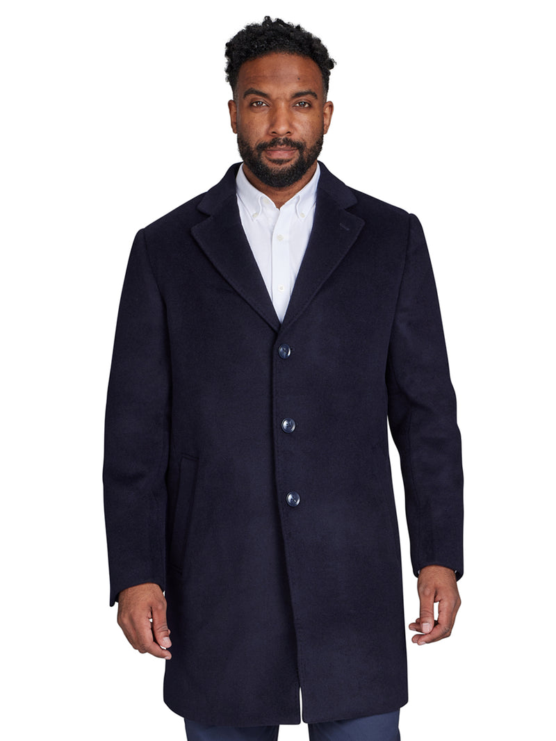 Wool Blend Coat - Navy