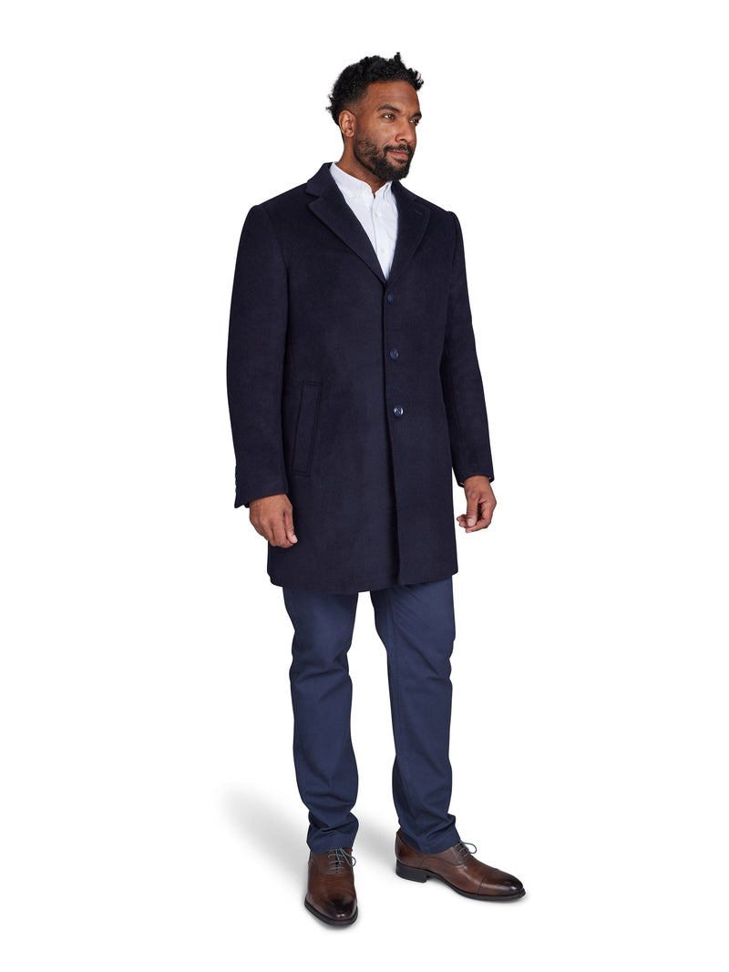 Wool Blend Coat - Navy