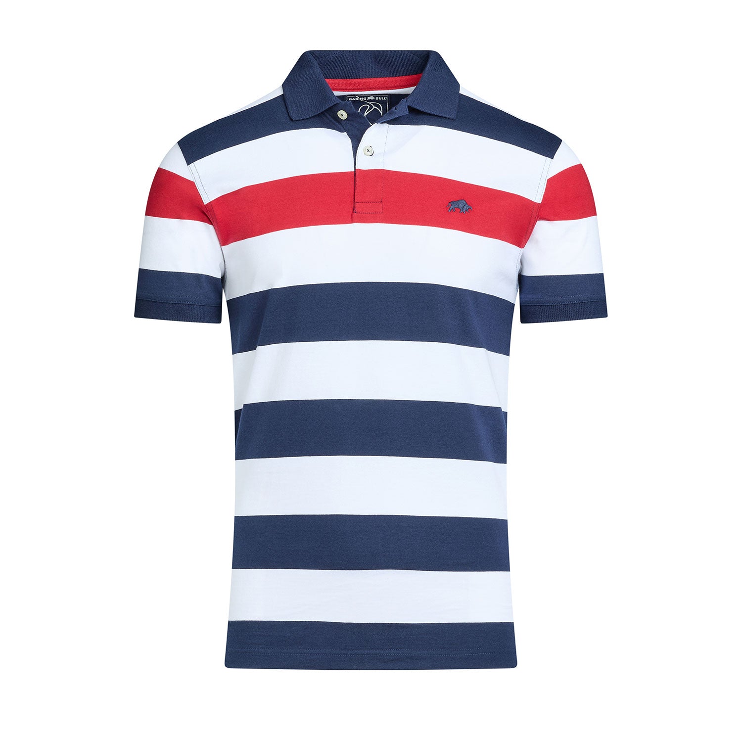 Irregular Stripe Jersey Polo Navy Raging Bull Clothing