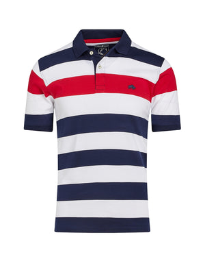 Irregular Stripe Jersey Polo - Navy