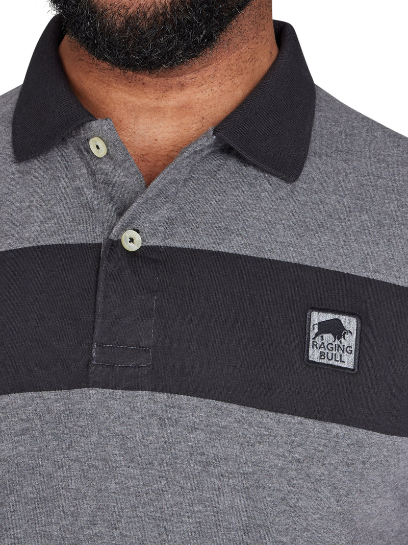 Engineered Panel Jersey Polo - Charcoal