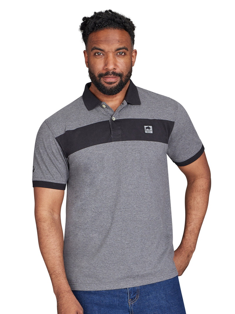 Engineered Panel Jersey Polo - Charcoal