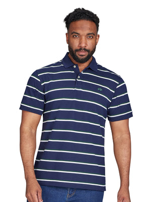 Triple Stripe Pique Polo - Navy