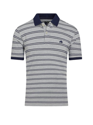 Tram Stripe Pique Polo - Grey Marl