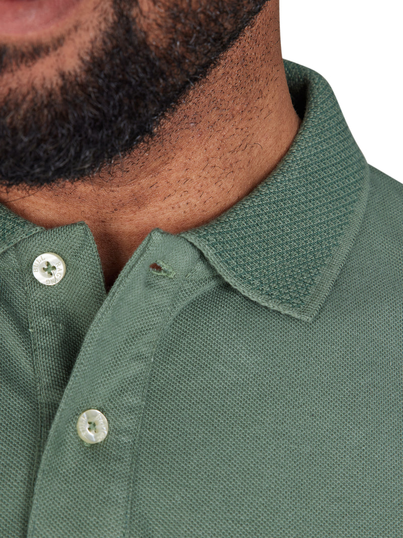 Tonal Embroidered Pique Polo - Khaki