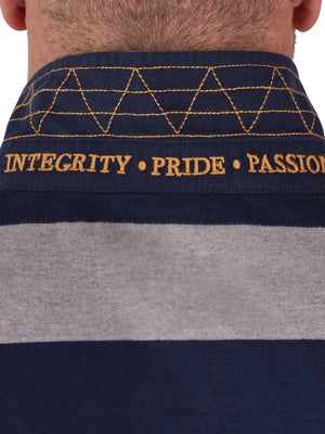 Long Sleeve Irregular Stripe Rugby - Grey & Blue