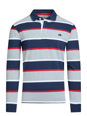 Long Sleeve Multi Stripe Rugby - Grey Marl