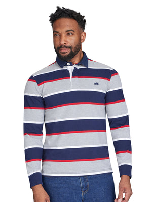 Long Sleeve Multi Stripe Rugby - Grey Marl