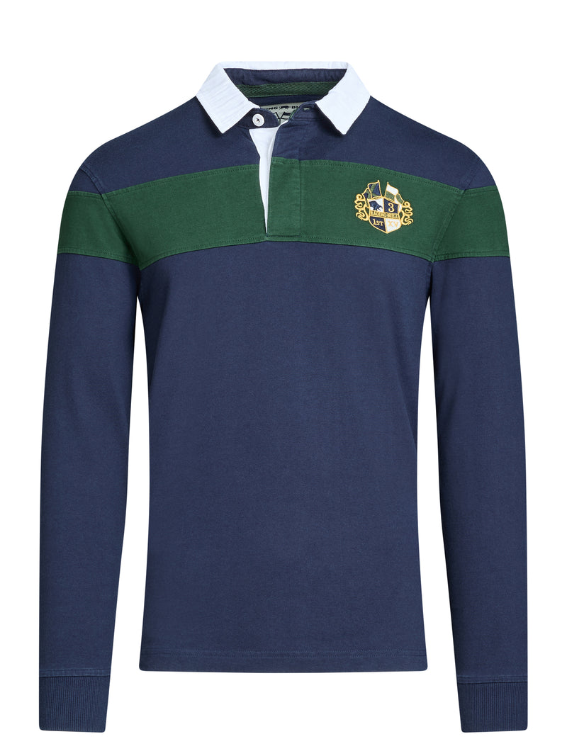 Long Sleeve Chest Panel Rugby - Navy