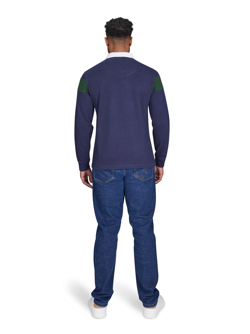 Long Sleeve Chest Panel Rugby - Navy