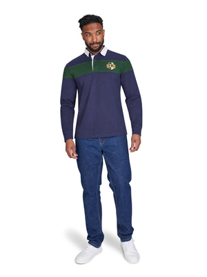 Long Sleeve Chest Panel Rugby - Navy