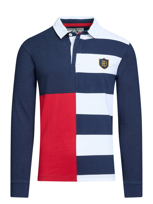 Long Sleeve Harlequin Stripe Rugby - Navy