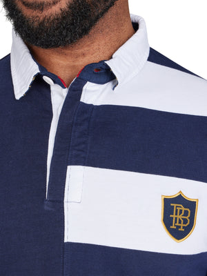 Long Sleeve Harlequin Stripe Rugby - Navy