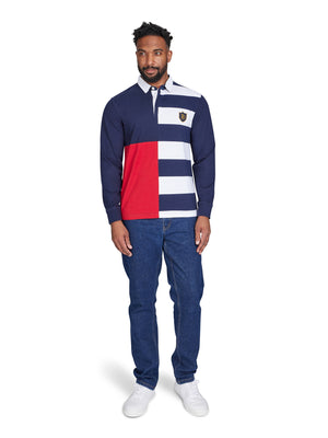 Long Sleeve Harlequin Stripe Rugby - Navy