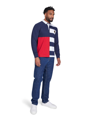 Long Sleeve Harlequin Stripe Rugby - Navy