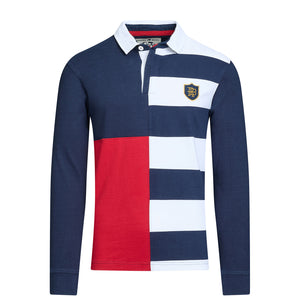 Long Sleeve Harlequin Stripe Rugby - Navy