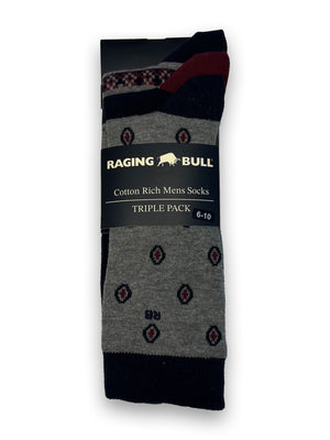 3 Pack Cotton Socks - Navy