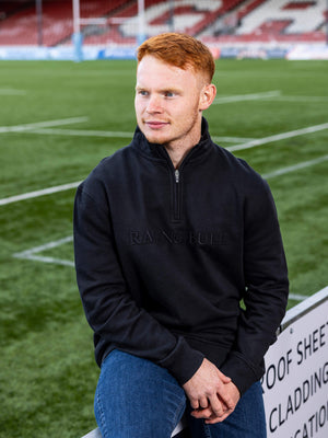 Embroidered Quarter Zip Sweat - Black