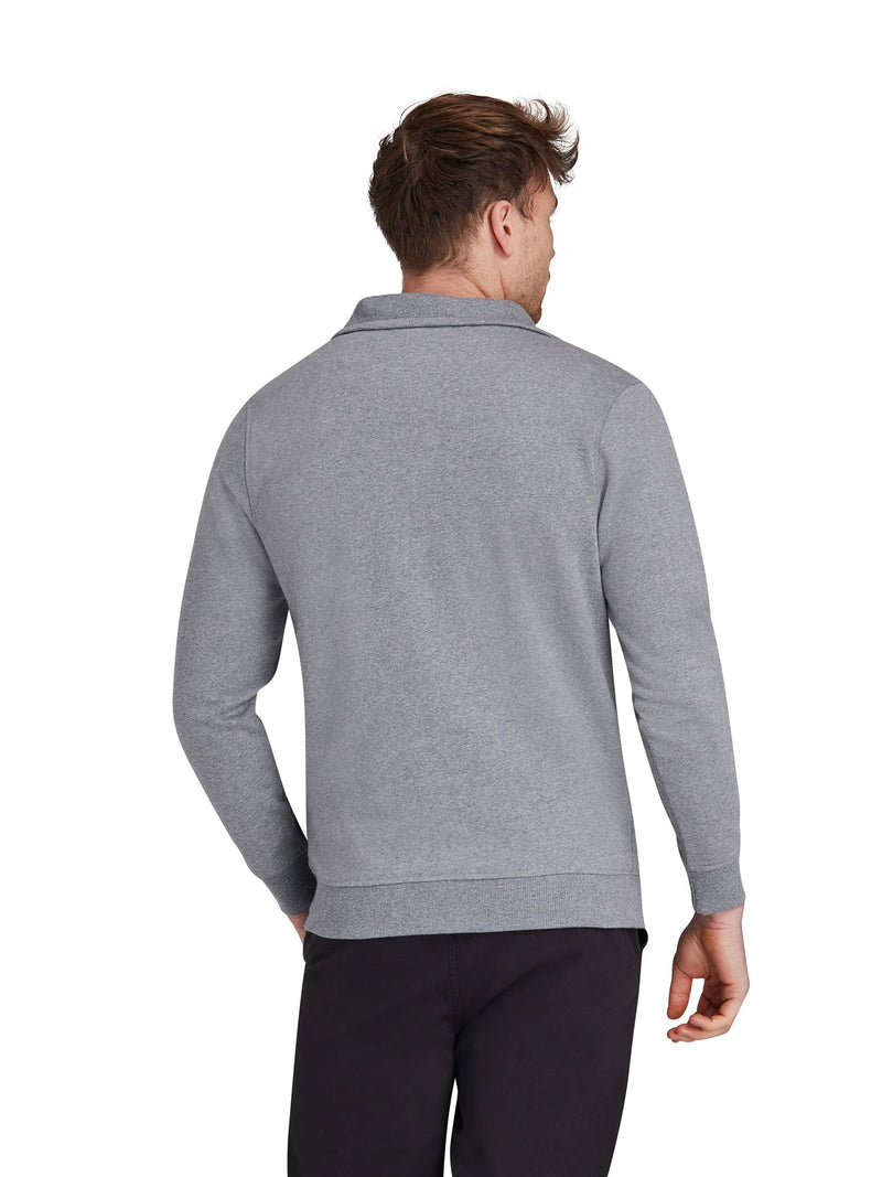 Tonal Embroidered Quarter Zip Sweat - Grey Marl