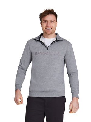 Tonal Embroidered Quarter Zip Sweat - Grey Marl