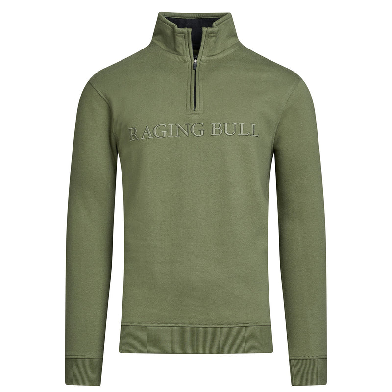 Tonal Embroidered Quarter Zip Sweat - Army Green