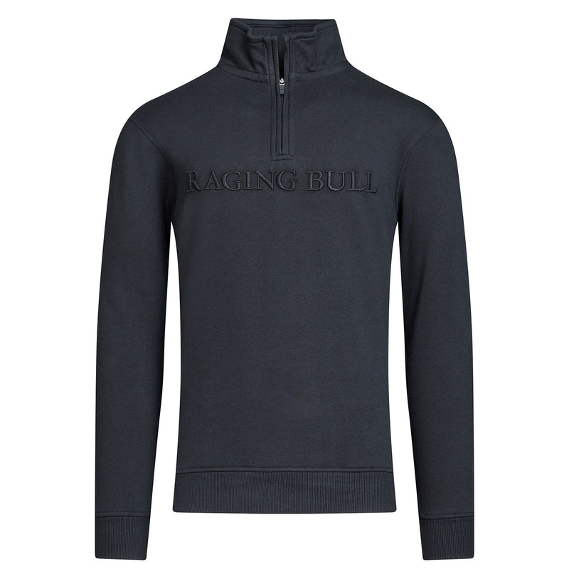 Embroidered Quarter Zip Sweat - Black