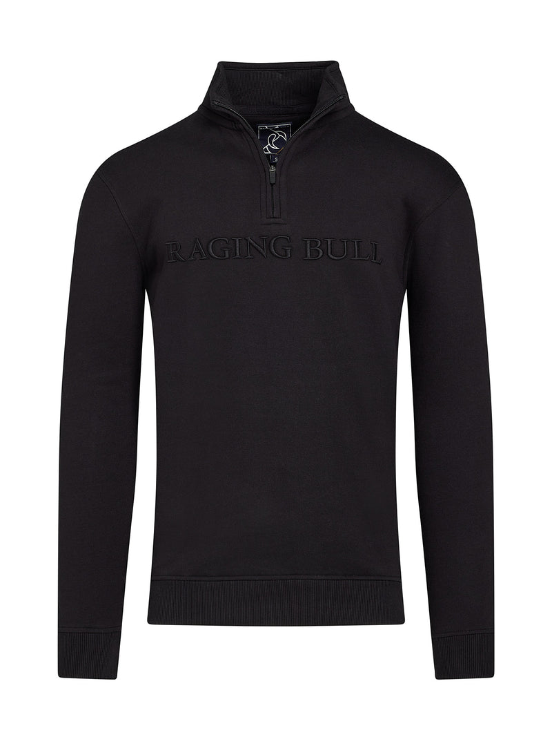 Embroidered Quarter Zip Sweat - Black