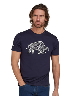 Word Bull Outline T-Shirt - Navy