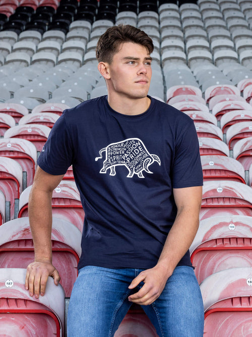 Word Bull Outline T-Shirt - Navy