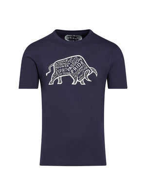 Word Bull Outline T-Shirt - Navy