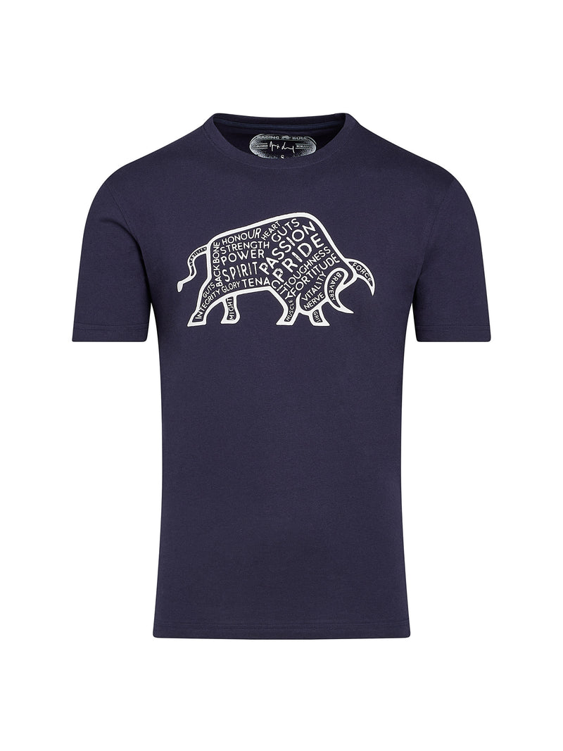 Word Bull Outline T-Shirt - Navy