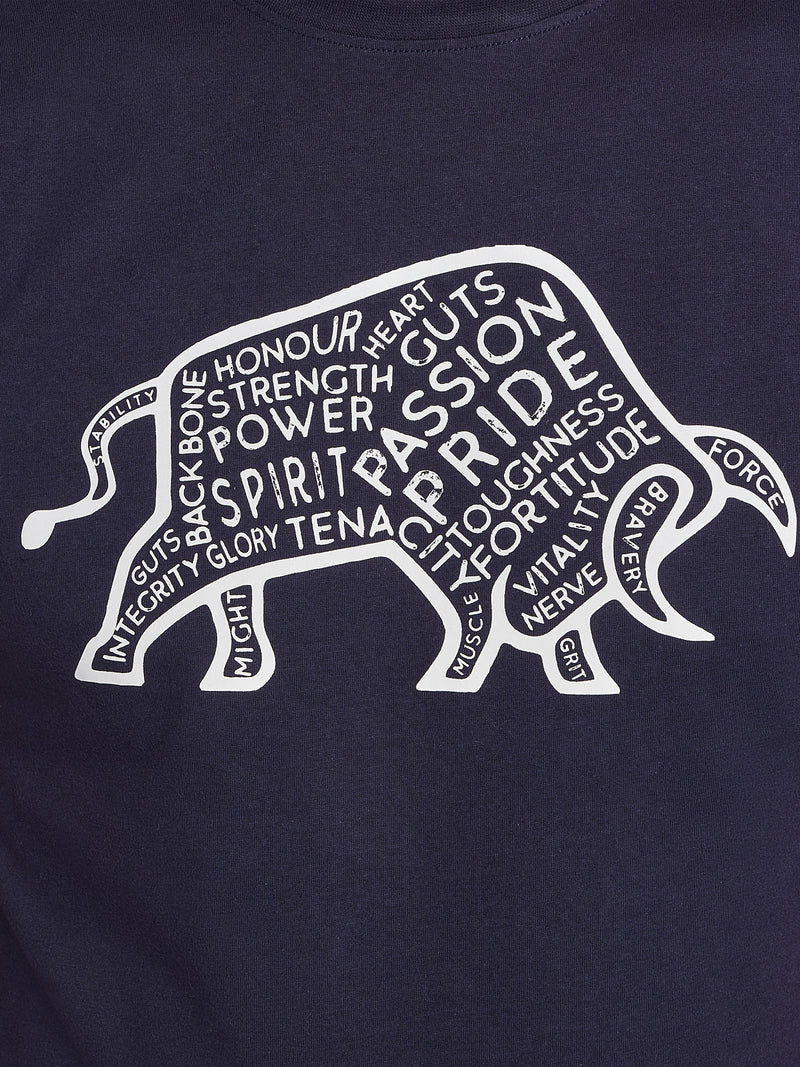 Word Bull Outline T-Shirt - Navy