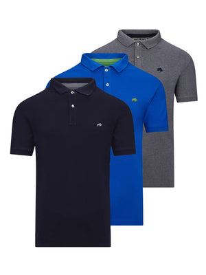 Multipack Classic Organic Polo - Navy / Cobalt / Grey