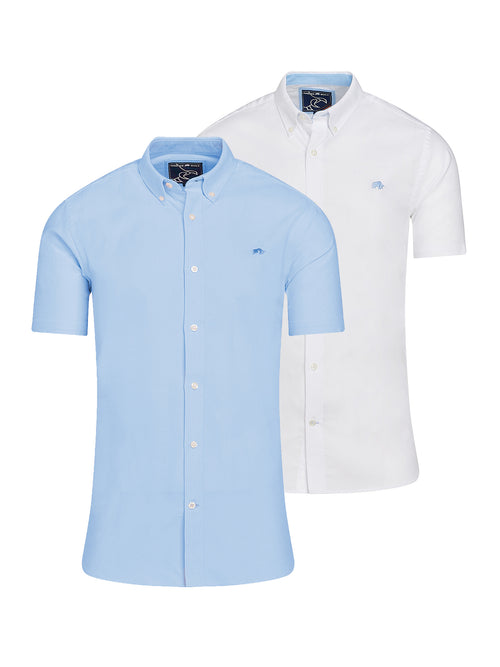 Classic 2 Pack Short Sleeve Oxford - Sky Blue/White