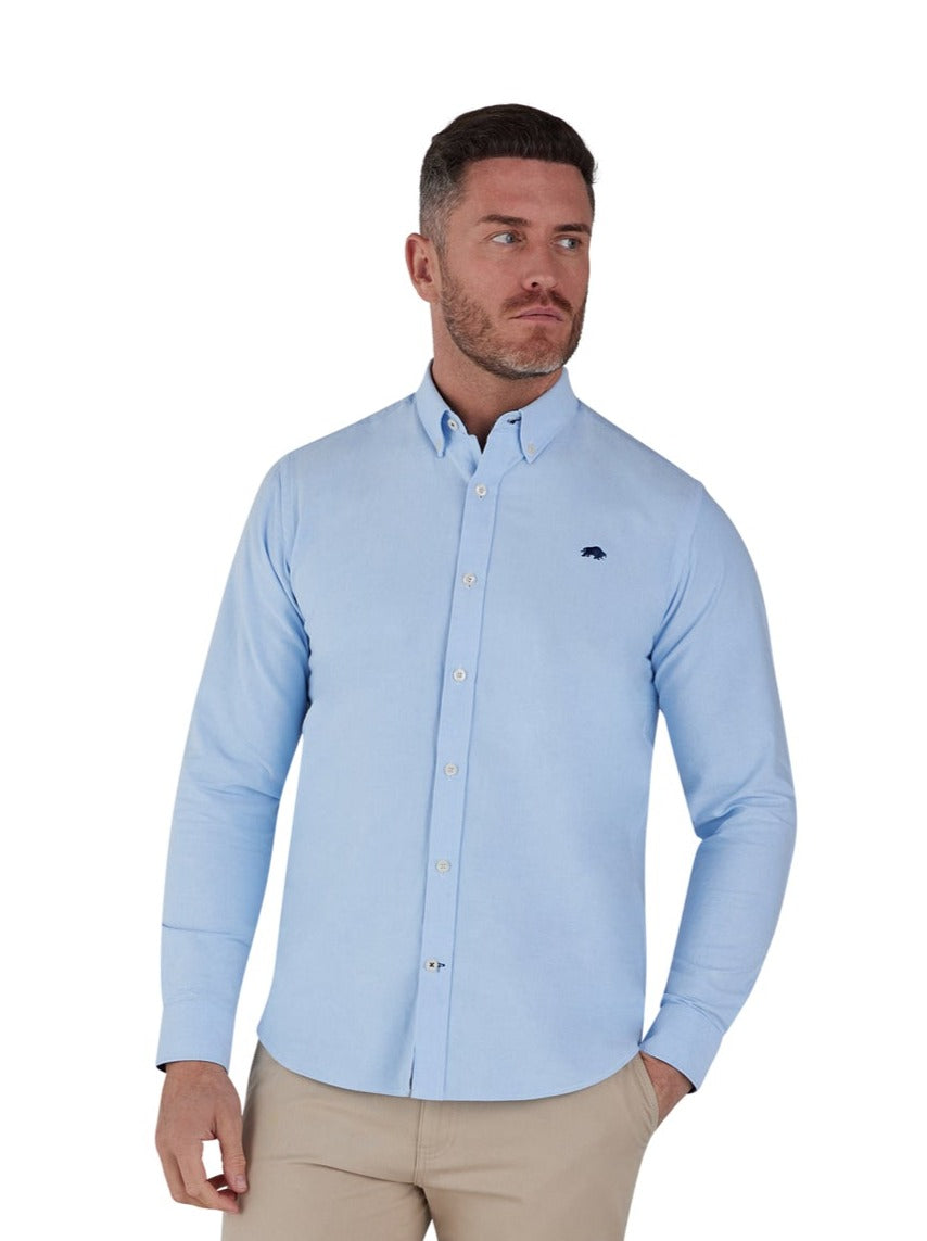 Classic Long Sleeve Oxford Shirt - Sky Blue – Raging Bull Clothing