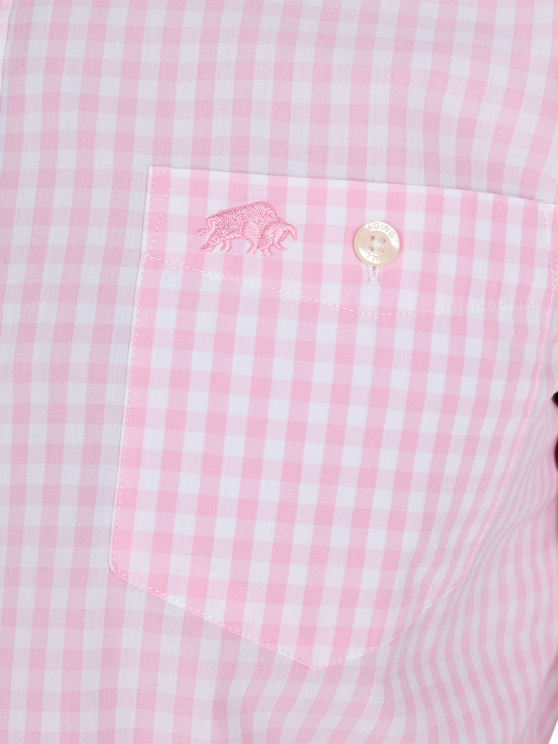 Long Sleeve Classic Gingham Shirt - Pink