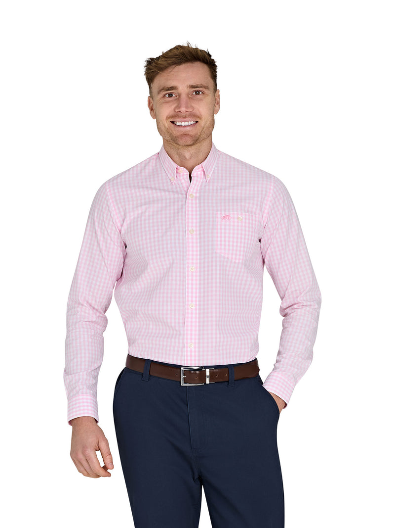 Long Sleeve Classic Gingham Shirt - Pink