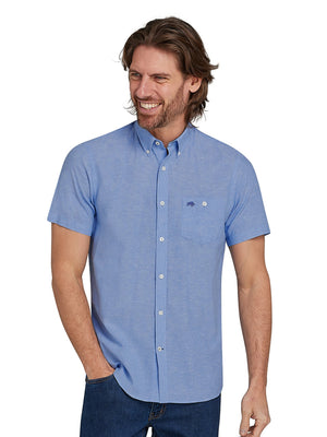 Classic 2 Pack Short Sleeve Linen Shirt - Chambray/White