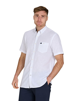 Classic Short Sleeve Linen Shirt - White