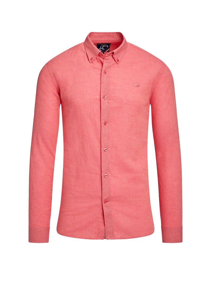 Classic Long Sleeve Linen Shirt - Coral