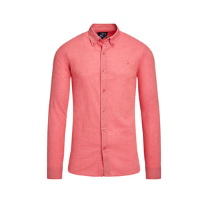 Classic Long Sleeve Linen Shirt - Coral