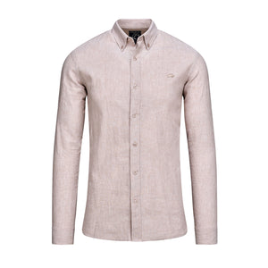 Long Sleeve Linen Look Shirt - Tan