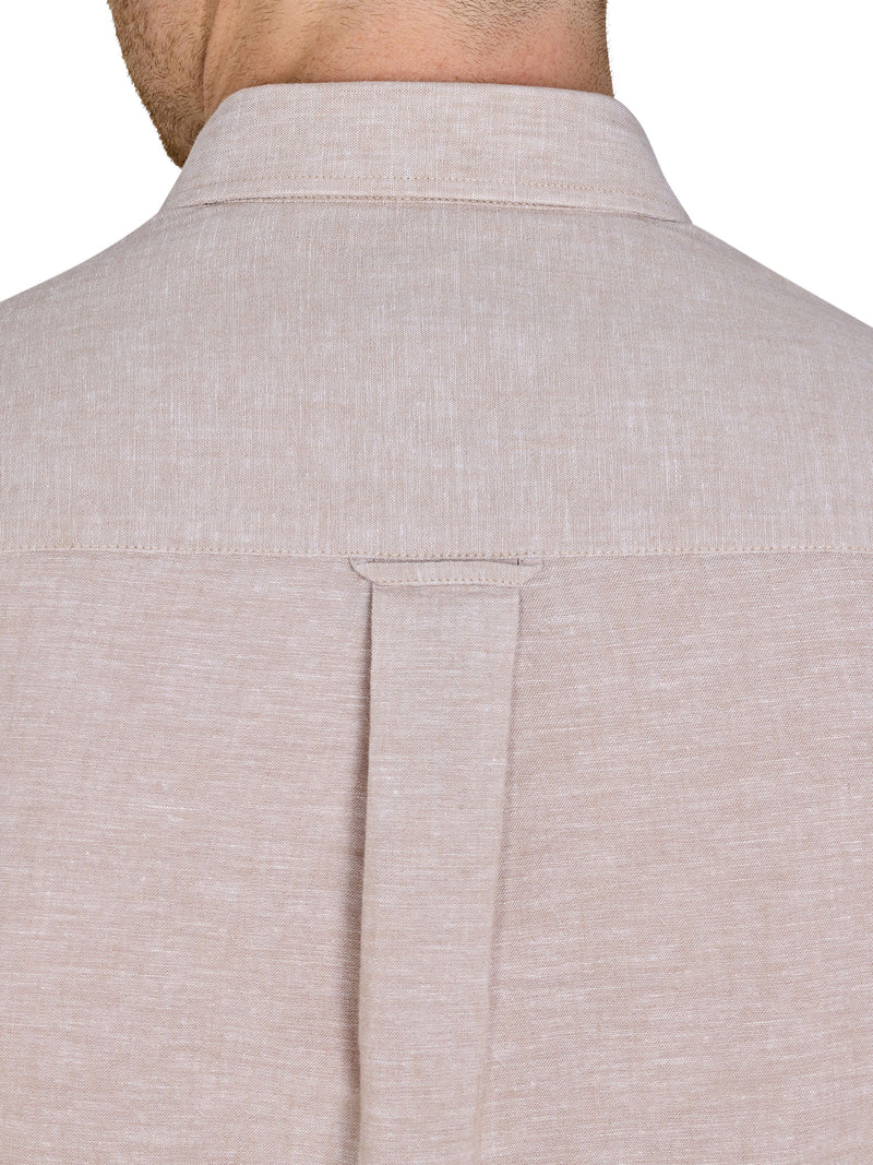 Long Sleeve Linen Look Shirt - Tan